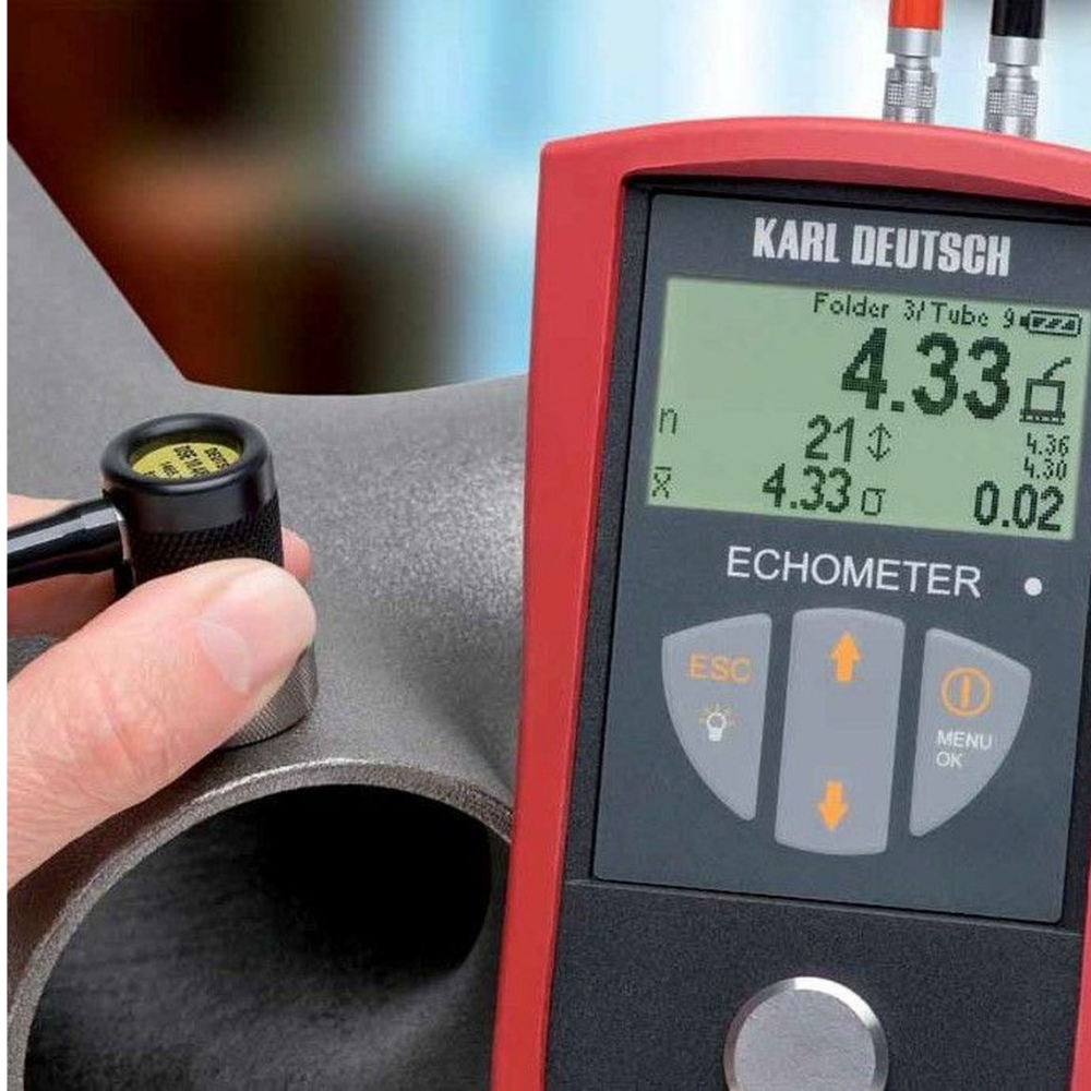 Karl DEUTSCH Wall Thickness ECHOMETER 1076 Data, + Statics evaluation, + Data memory, + Data interface to PC and printer