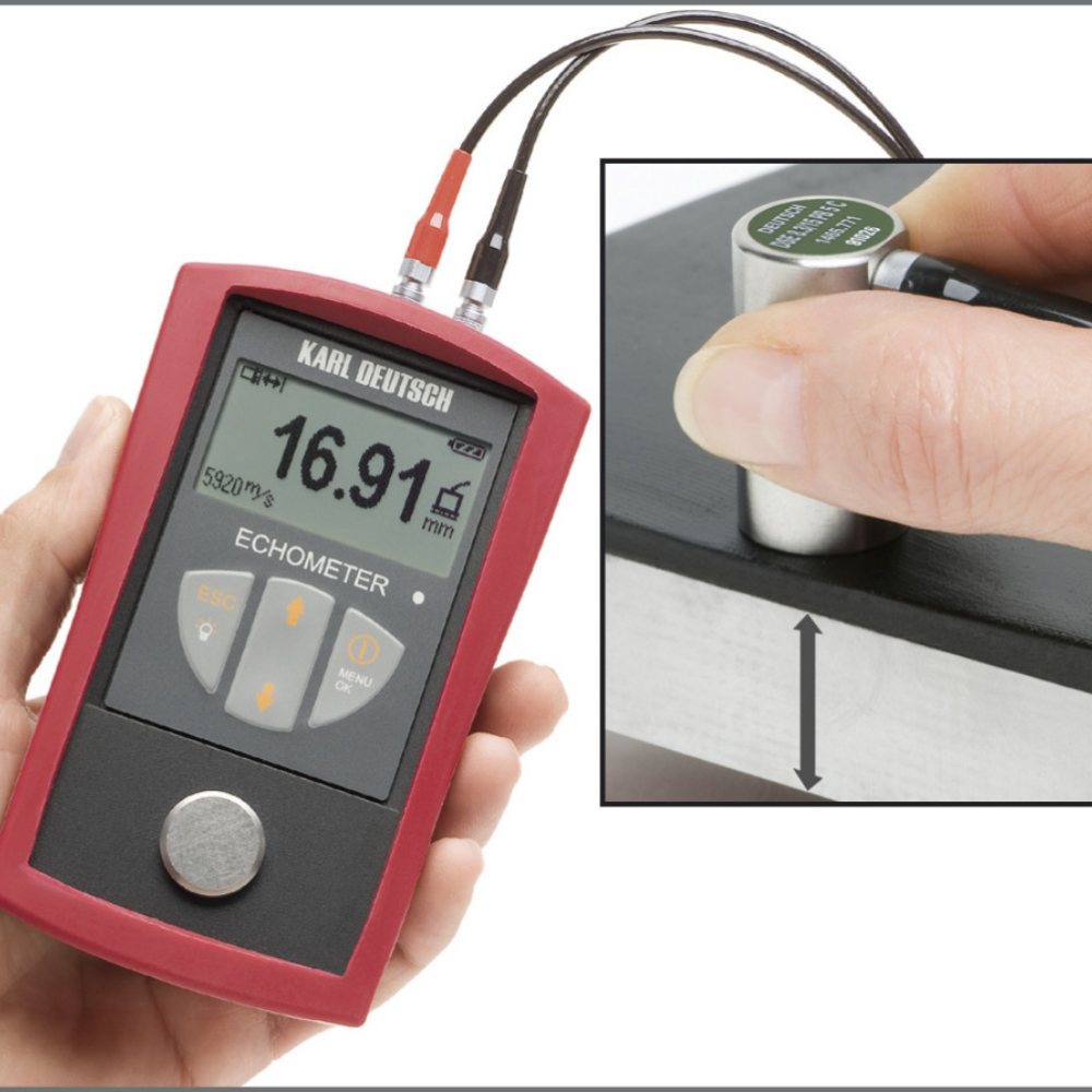 Karl DEUTSCH Wall Thickness ECHOMETER 1076 TC, + Statistics Evaluation + Data Storage + PC-Interface, for coated materials